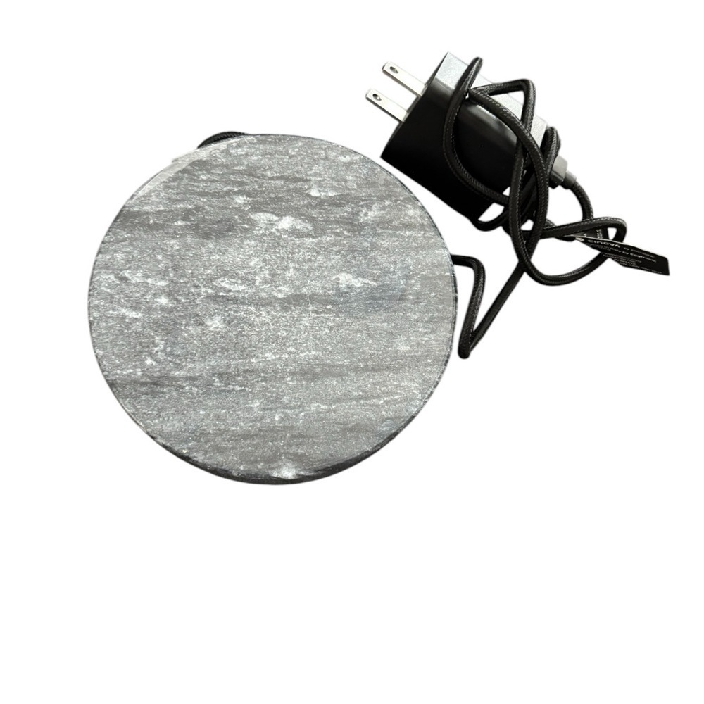 Marble Stone Wireless Phone Charger Gray Round Soft Velvet Base Non Scratch
